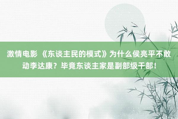 激情电影 《东谈主民的模式》为什么侯亮平不敢动李达康？毕竟东谈主家是副部级干部！