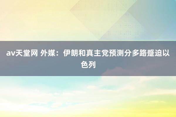 av天堂网 外媒：伊朗和真主党预测分多路蹙迫以色列