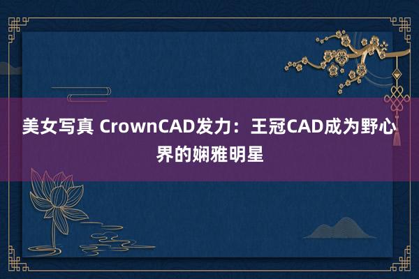 美女写真 CrownCAD发力：王冠CAD成为野心界的娴雅明星