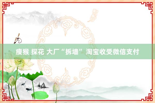 瘦猴 探花 大厂“拆墙” 淘宝收受微信支付