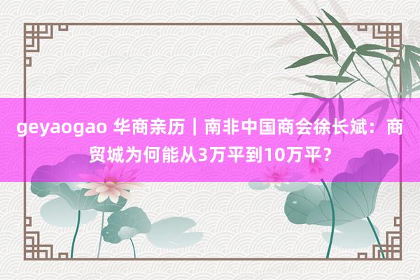 geyaogao 华商亲历｜南非中国商会徐长斌：商贸城为何能从3万平到10万平？